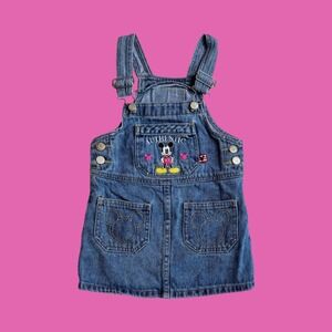 Vintage Mickey and Co Minnie Mouse Denim Jean Overall Dress, Size 4-5T